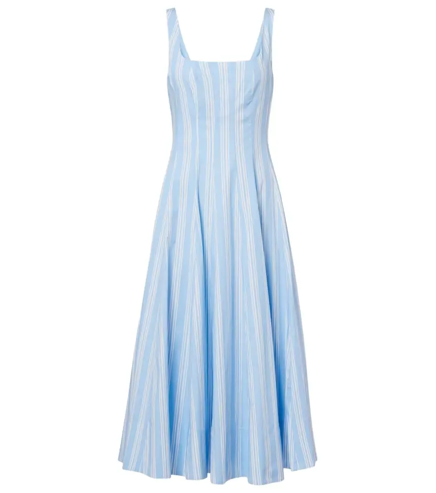Staud Wells striped cotton midi dress