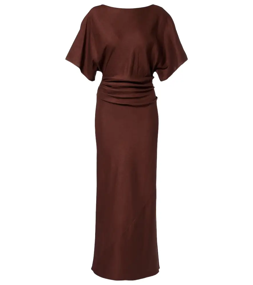 Staud Amelie linen-blend midi dress