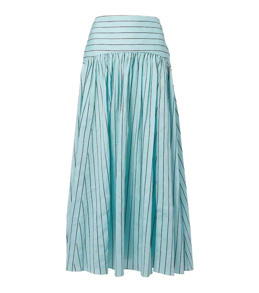 Staud Procida striped cotton-blend maxi skirt