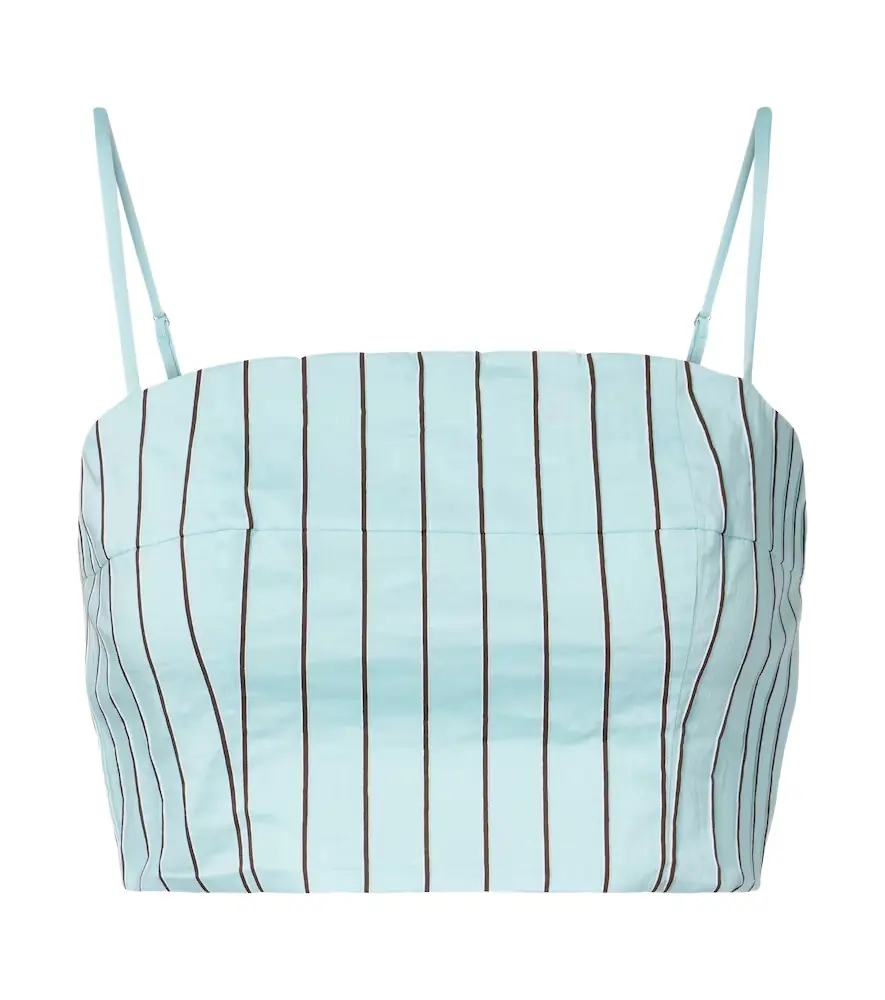 Staud Federico striped cotton-blend crop top