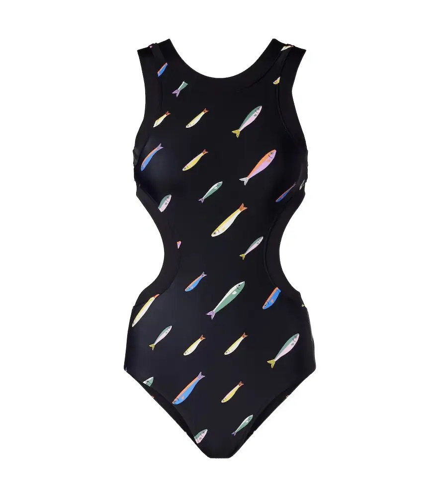 Staud Dolce cutout printed swimsuit