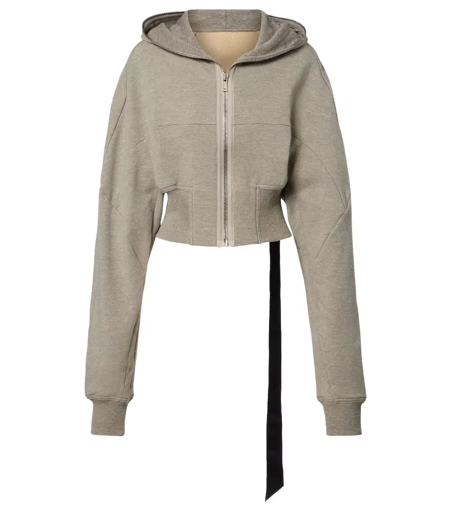 Rick Owens Cropped cotton-blend jersey hoodie