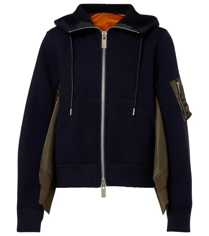 Sacai Paneled zip-up hoodie