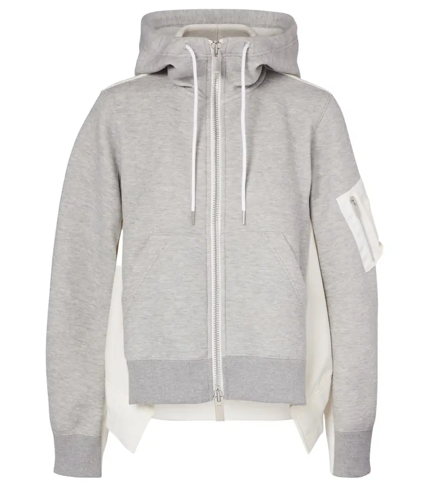 Sacai Paneled zip-up hoodie