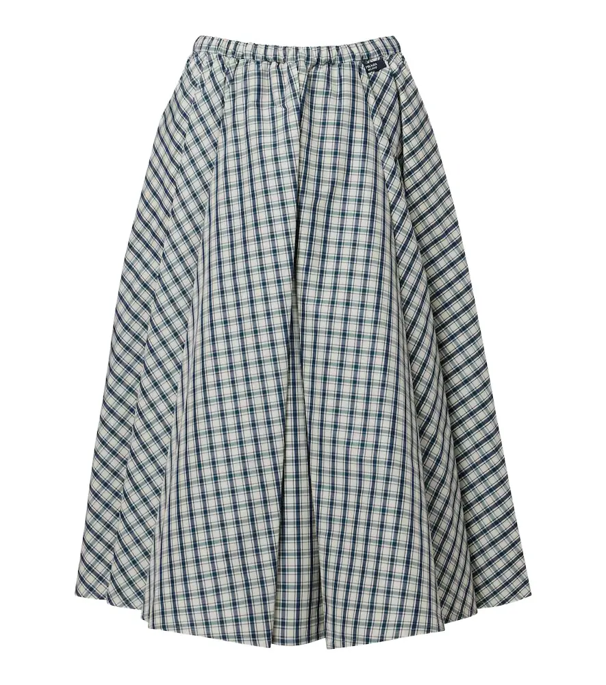 Prada Checked cotton-blend chambray midi skirt