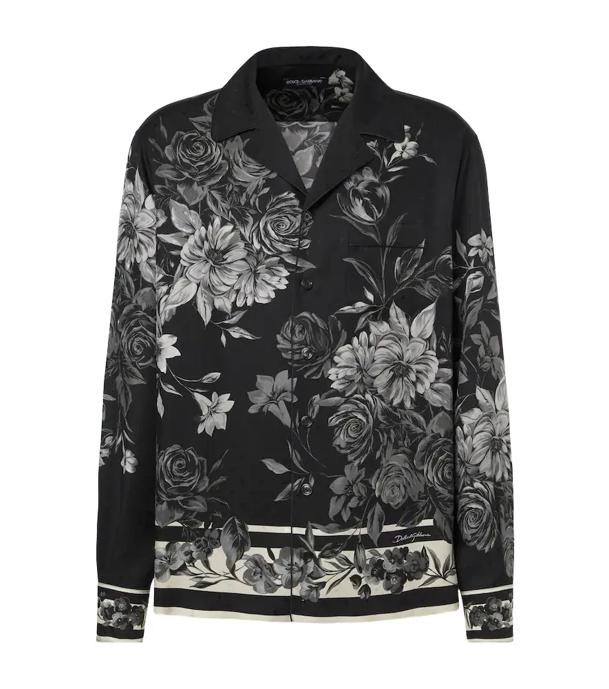 Dolce & Gabbana Floral polka-dot silk shirt