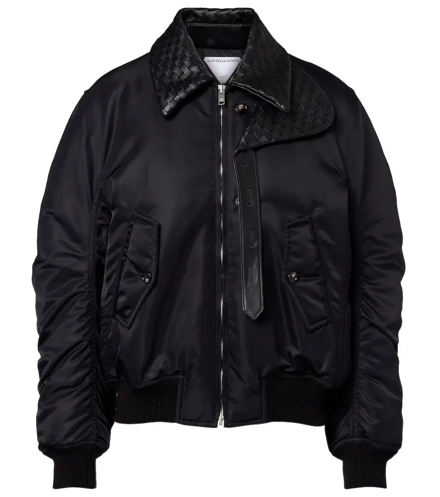 Bottega Veneta Intrecciato leather-trimmed blouson jacket