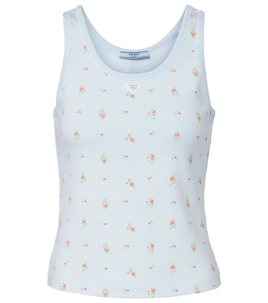 Prada Floral cotton-blend tank top