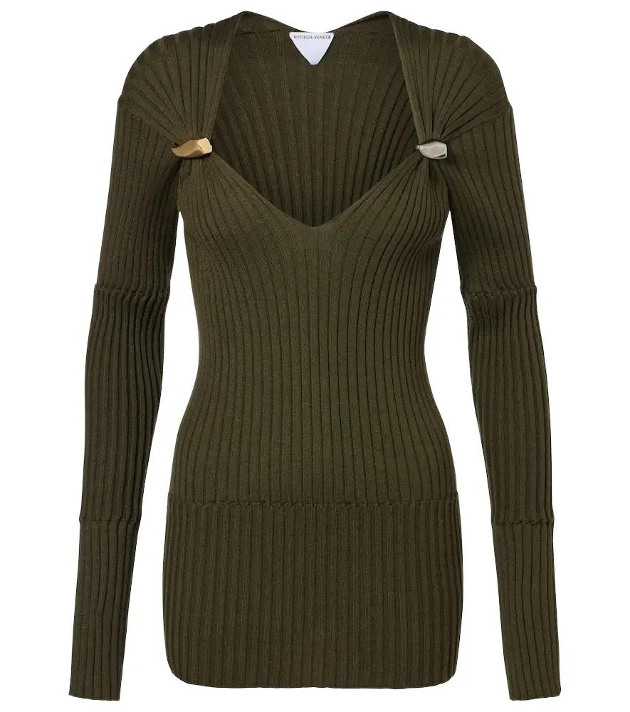 Bottega Veneta Ribbed-knit cashmere and silk top