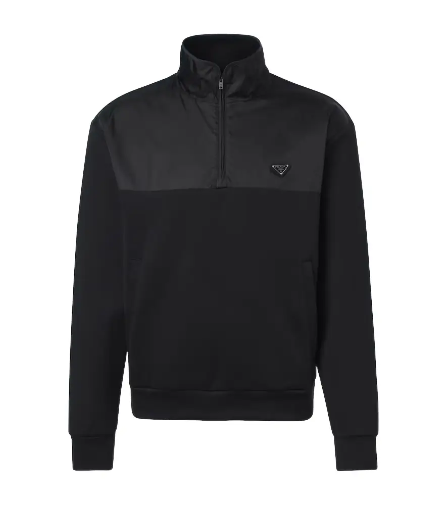 Prada Cotton-blend fleece half-zip sweatshirt