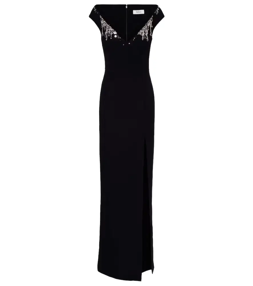 Safiyaa Lucrezia embellished crêpe gown