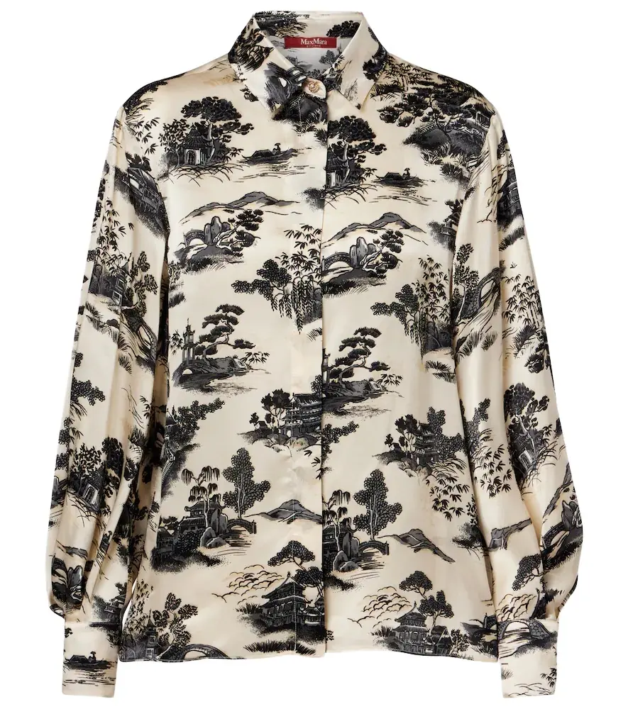 Max Mara Vetro printed silk satin shirt