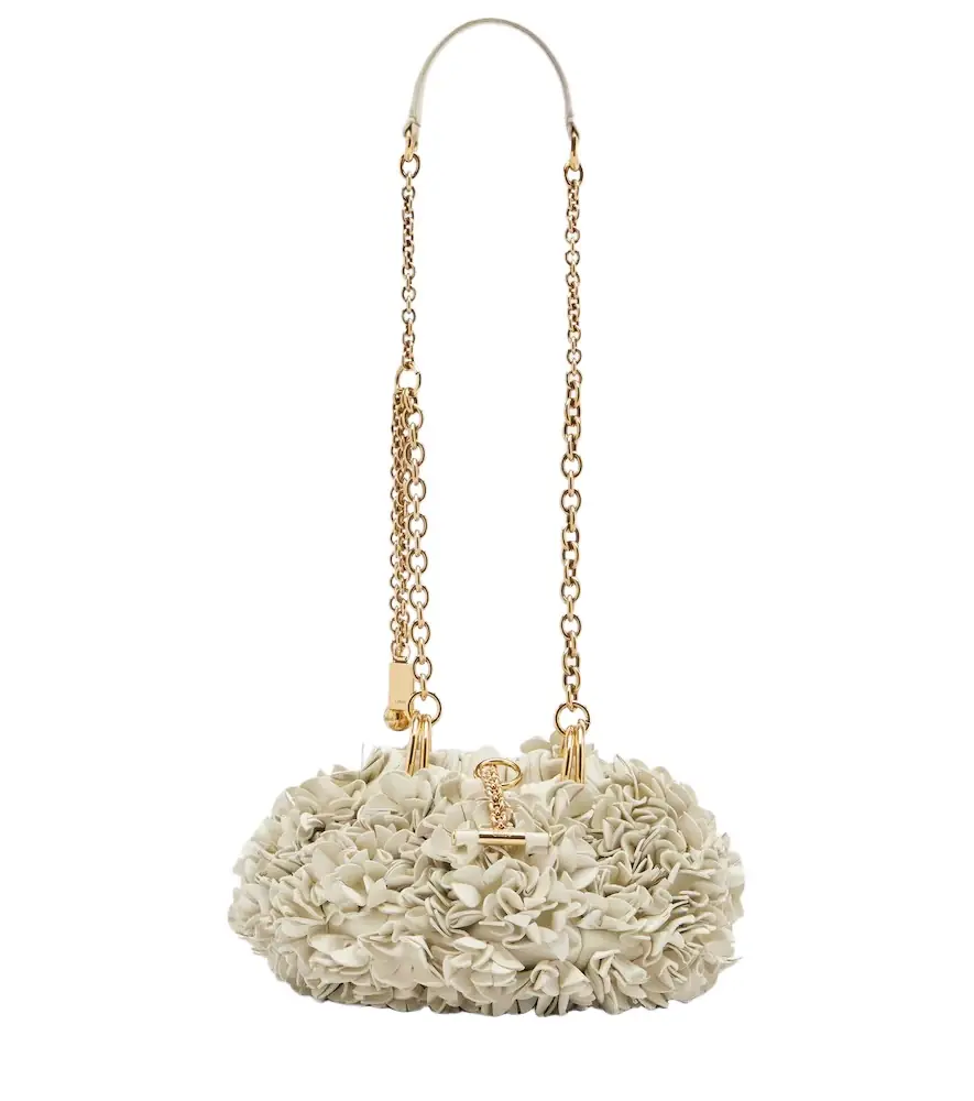 Chloe Chloé Chloé Plissé floral leather shoulder bag