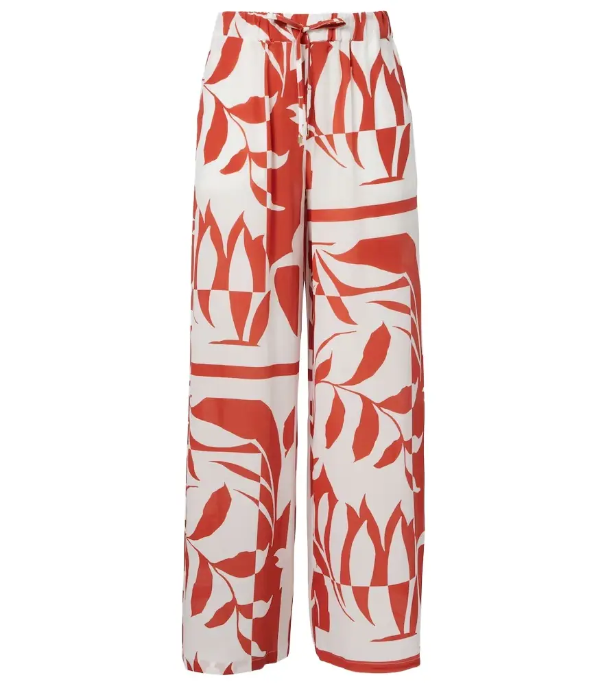 Max Mara Voto printed silk wide-leg pants