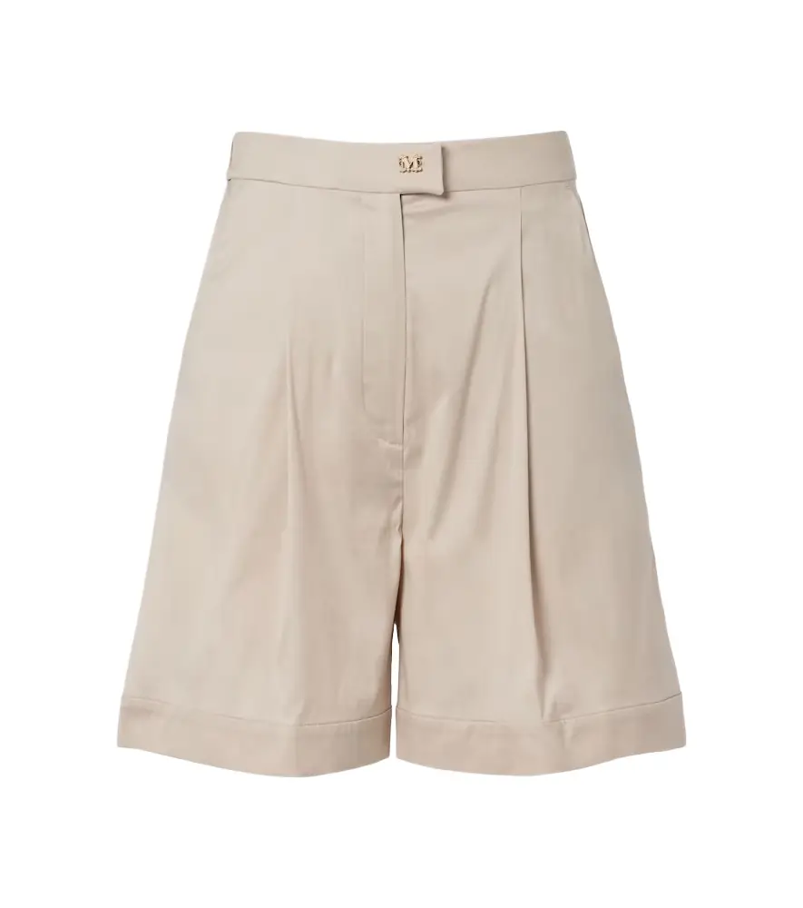 Max Mara Medeola pleated cotton-blend Bermuda shorts