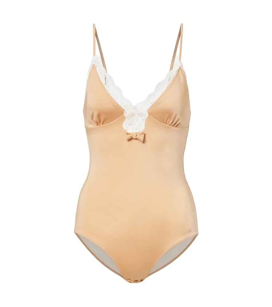 Chloe Chloé Bow-detail lace-trimmed bodysuit
