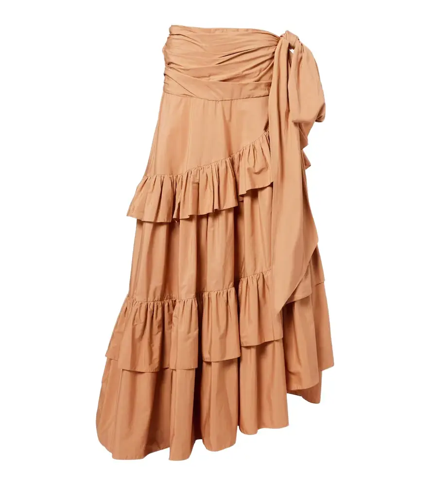 Chloe Chloé Asymmetric ruffled cotton maxi skirt