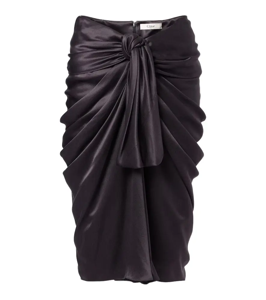 Chloe Chloé Gathered silk satin midi skirt