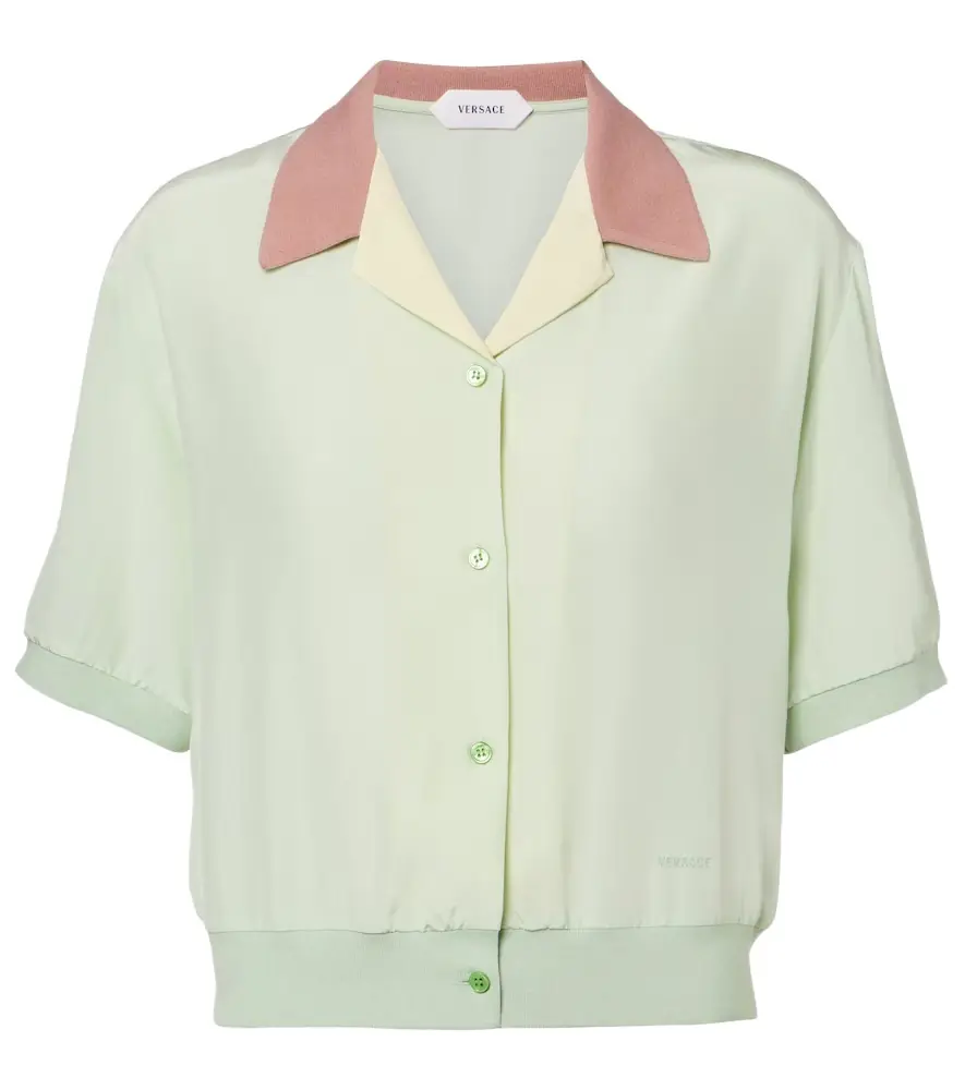 Versace Cropped silk poplin shirt