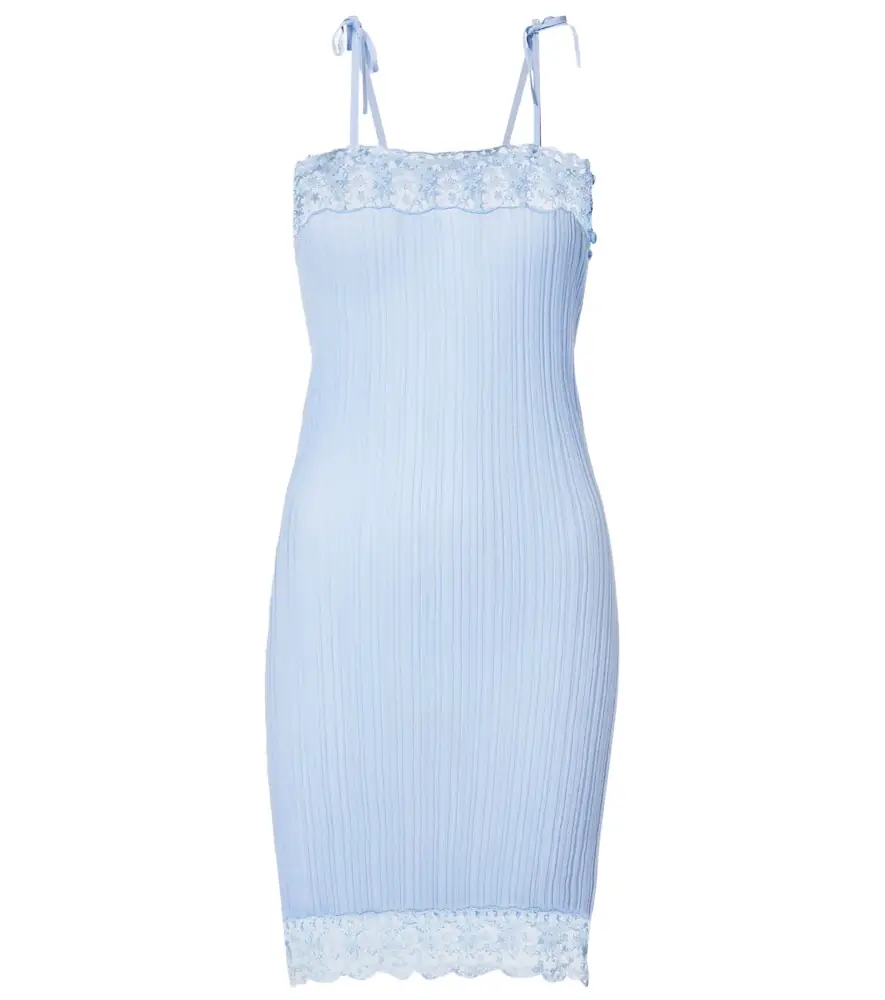 Chloe Chloé Lace-trimmed wool slip dress