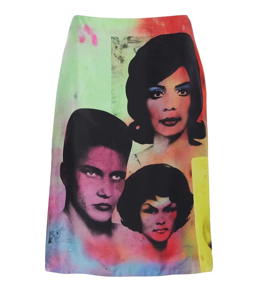 Versace Printed silk twill midi skirt