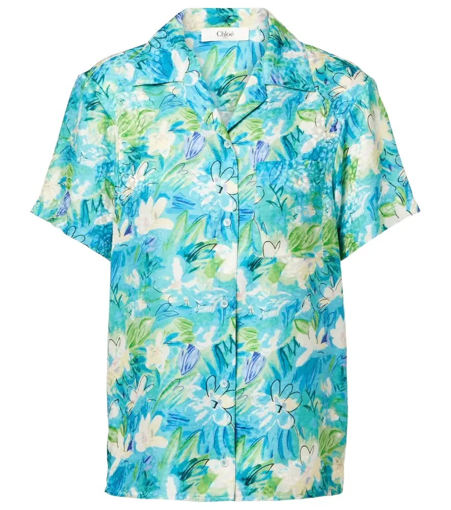 Chloe Chloé Floral ribbed-knit cotton-blend top