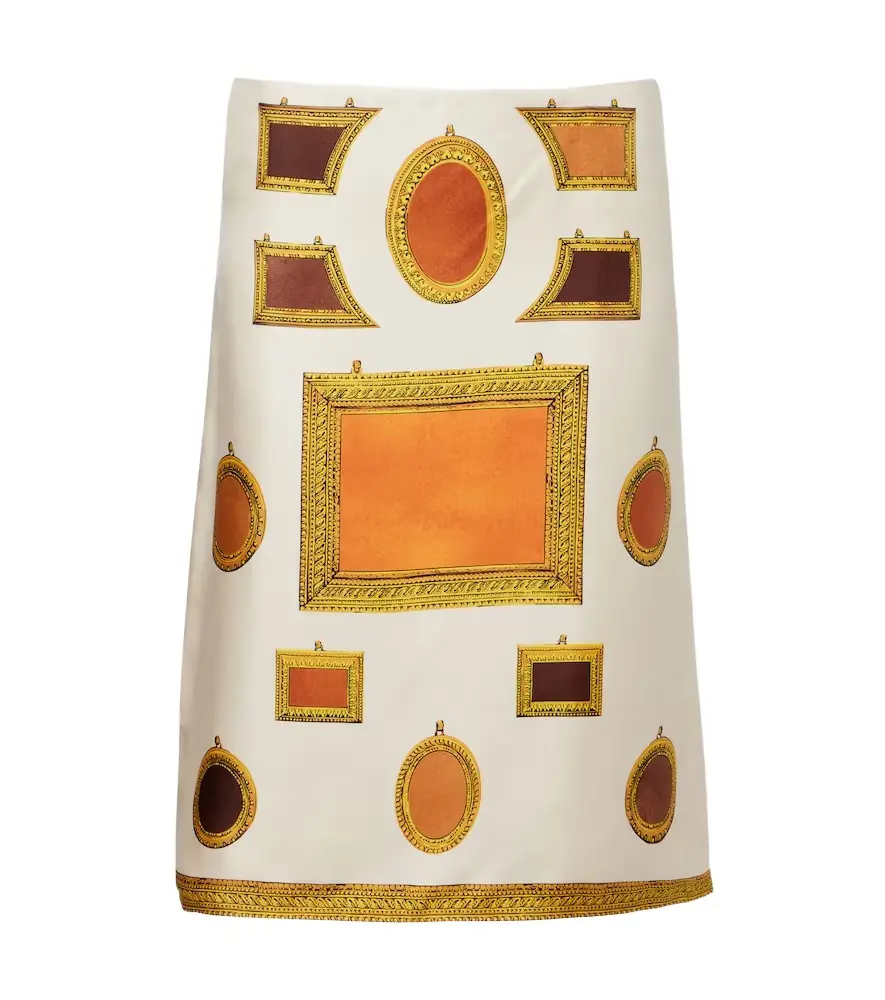 Versace Printed silk twill pencil skirt