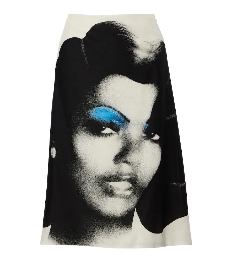 Versace Printed silk poplin midi skirt