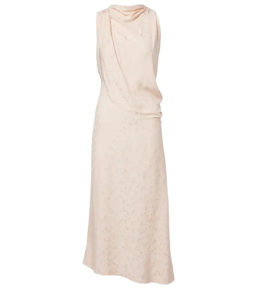 Victoria Beckham Asymmetric draped floral satin midi dress