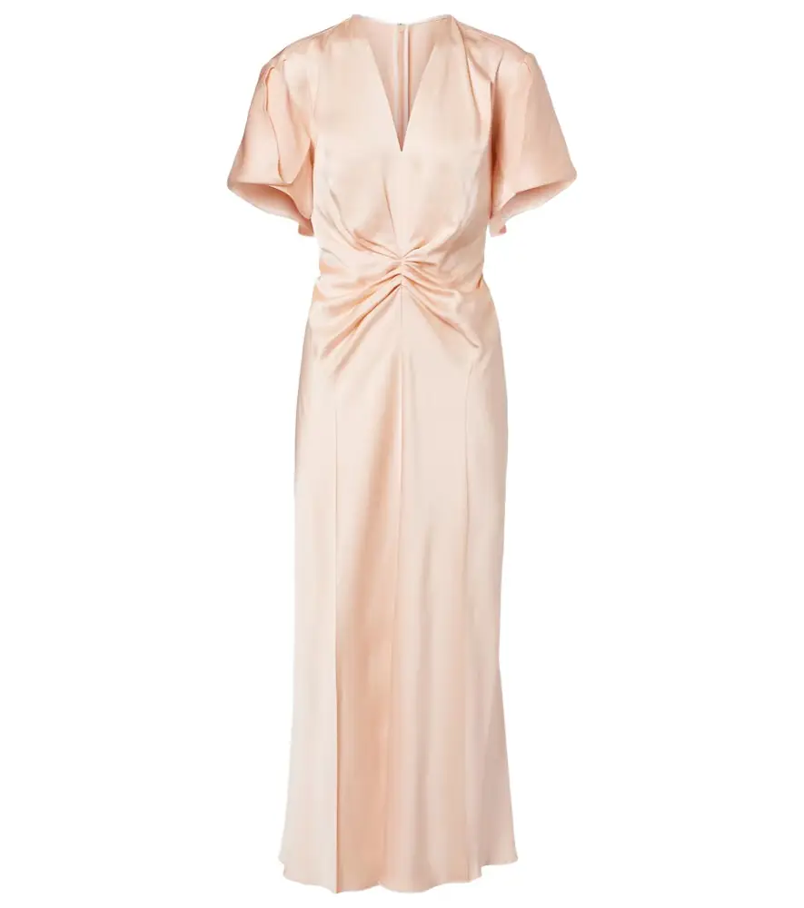 Victoria Beckham Eve gathered satin crêpe midi dress