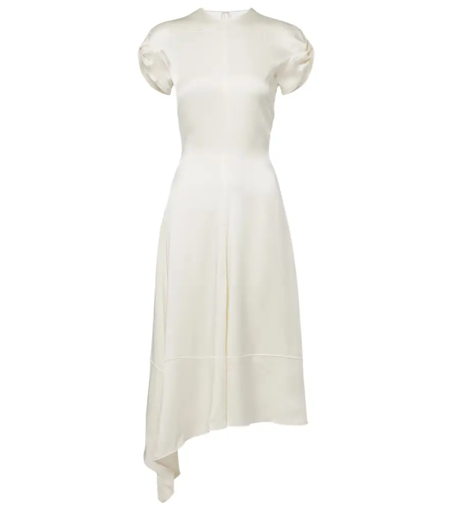 Victoria Beckham Asymmetric crêpe satin midi dress