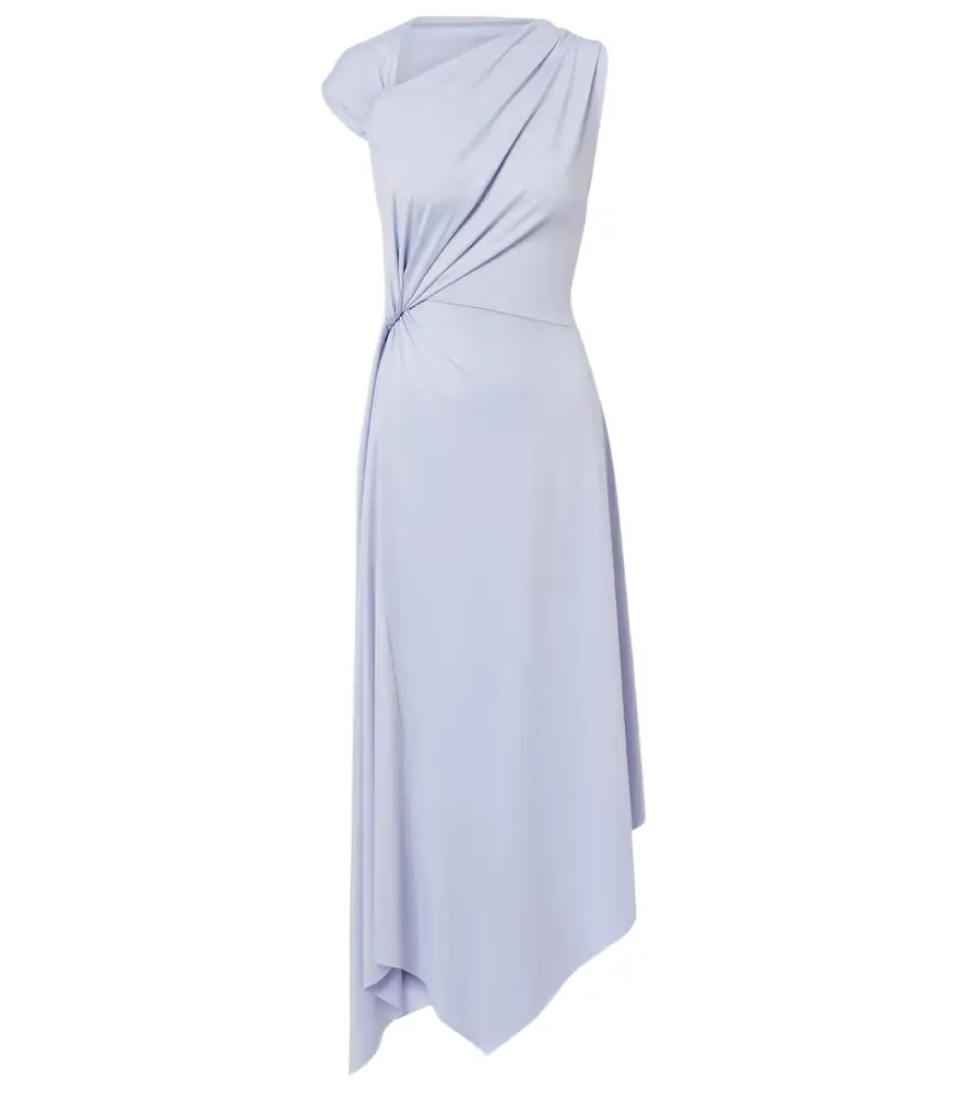 Victoria Beckham Asymmetric gathered jersey midi dress