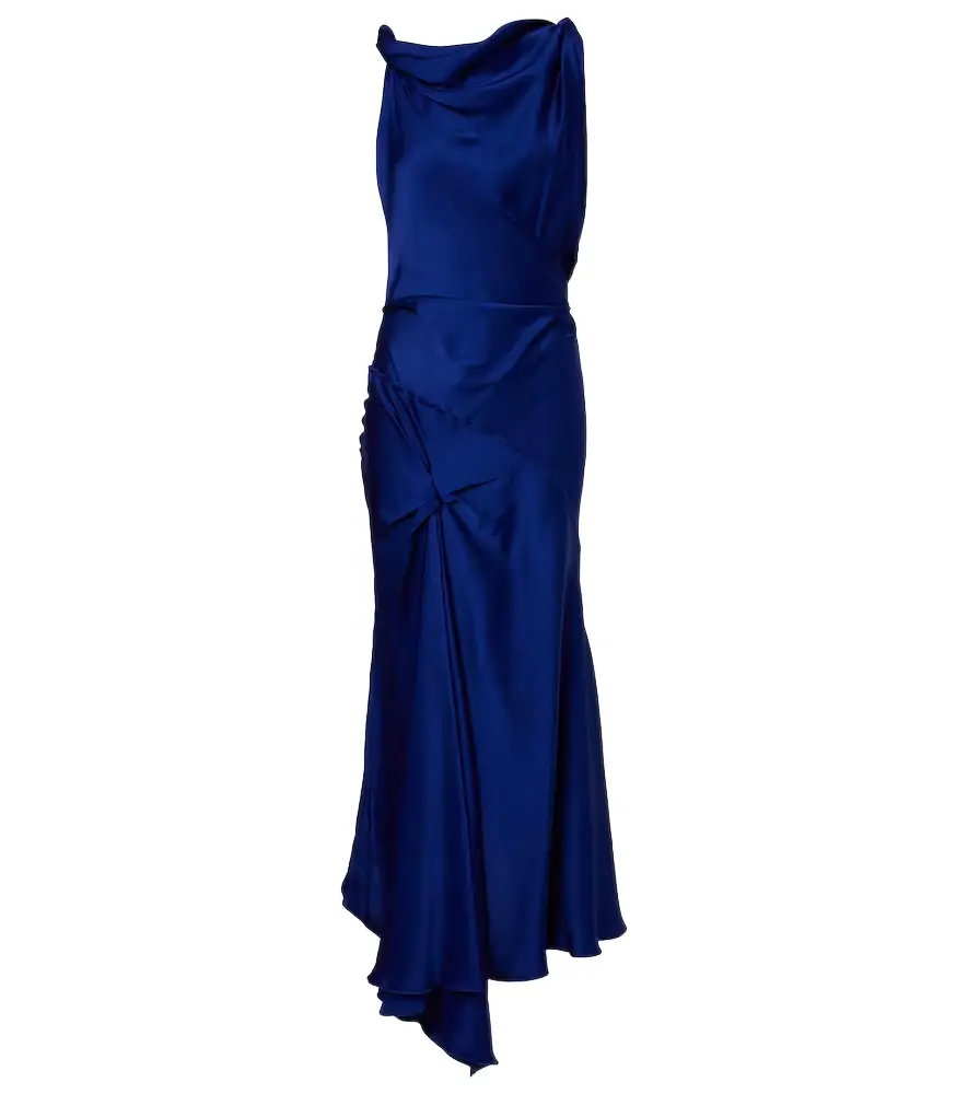 Victoria Beckham Draped asymmetric satin midi dress