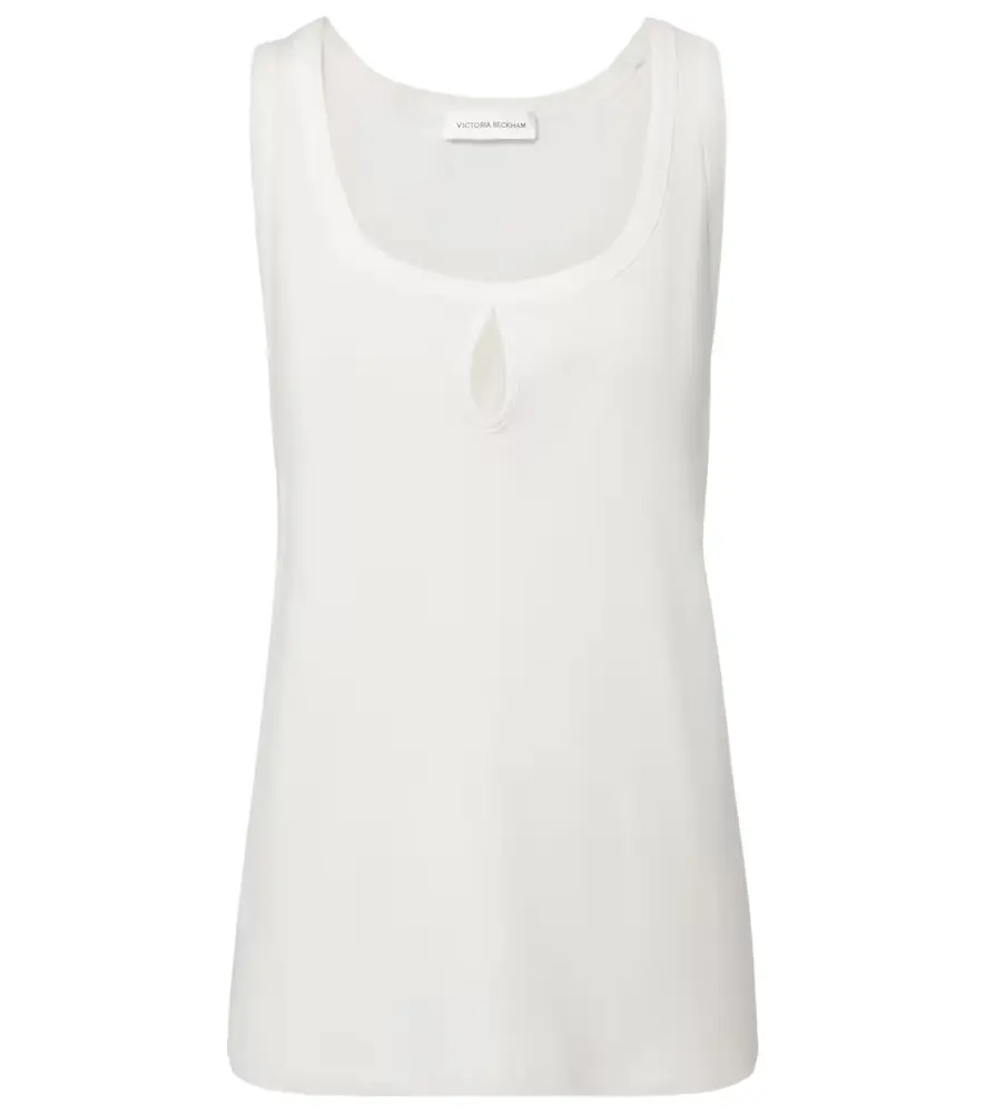 Victoria Beckham Split cotton and linen tank top