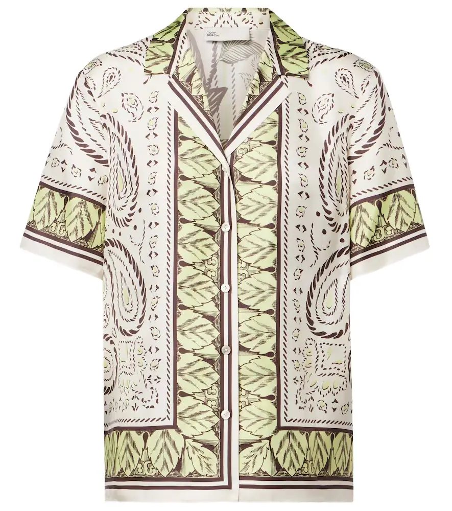 Tory Burch Printed silk bowling shirt