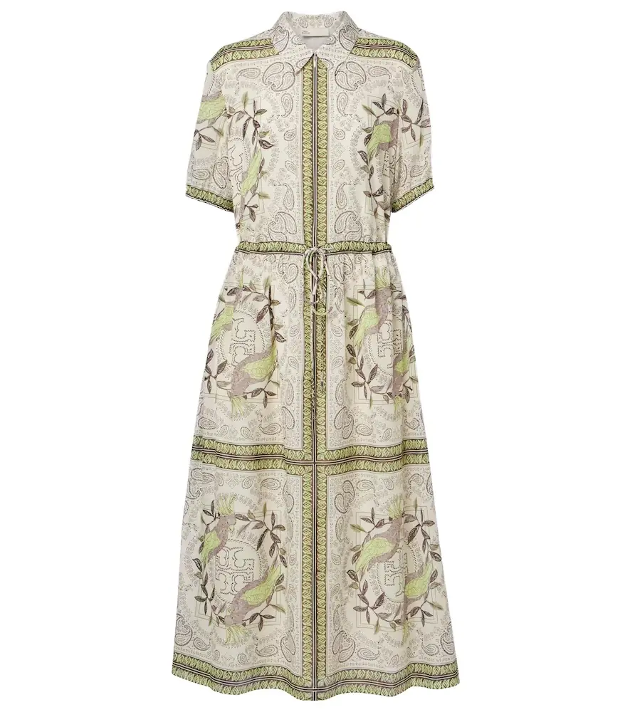 Tory Burch Printed silk and cotton midi dress