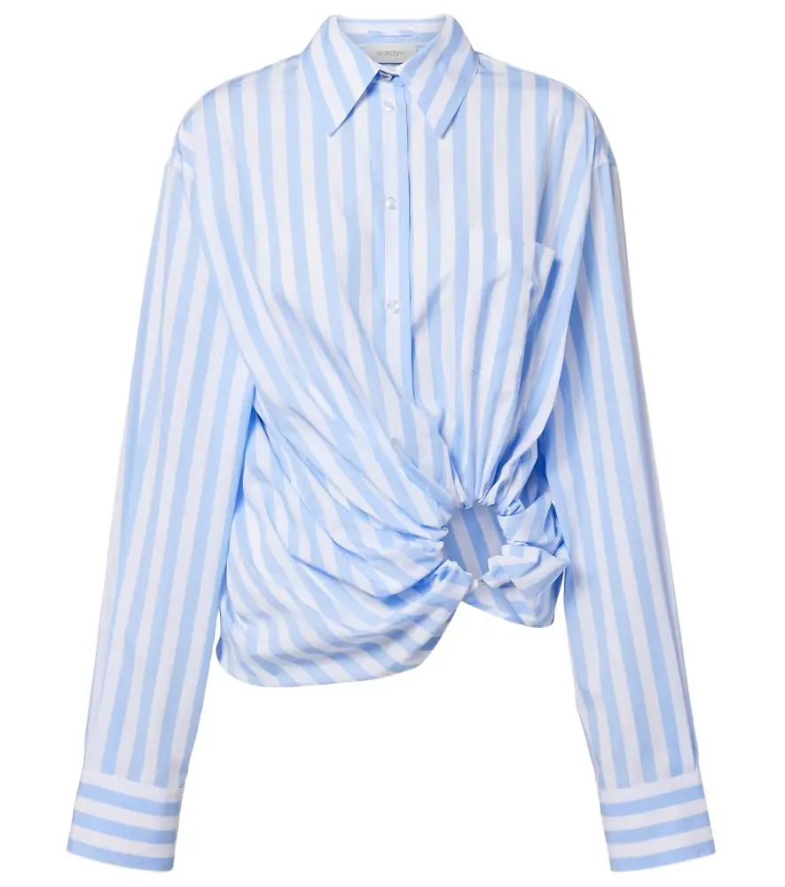 Sportmax Palmizi cutout striped cotton poplin shirt
