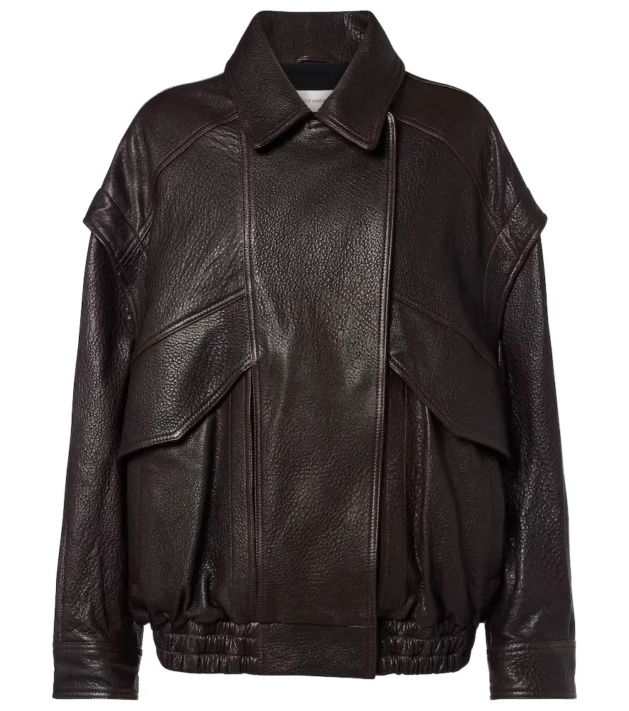 Nour Hammour Micah leather bomber jacket