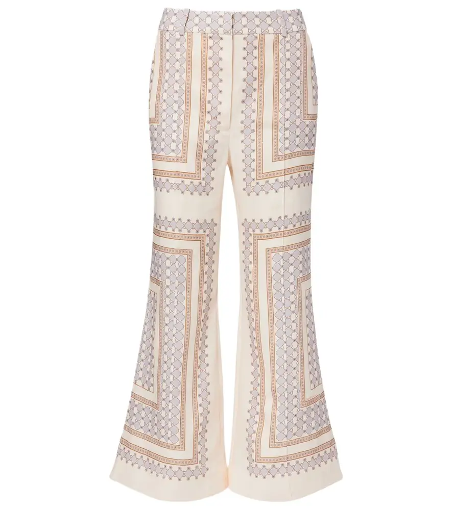Zimmermann Printed cropped linen flared pants