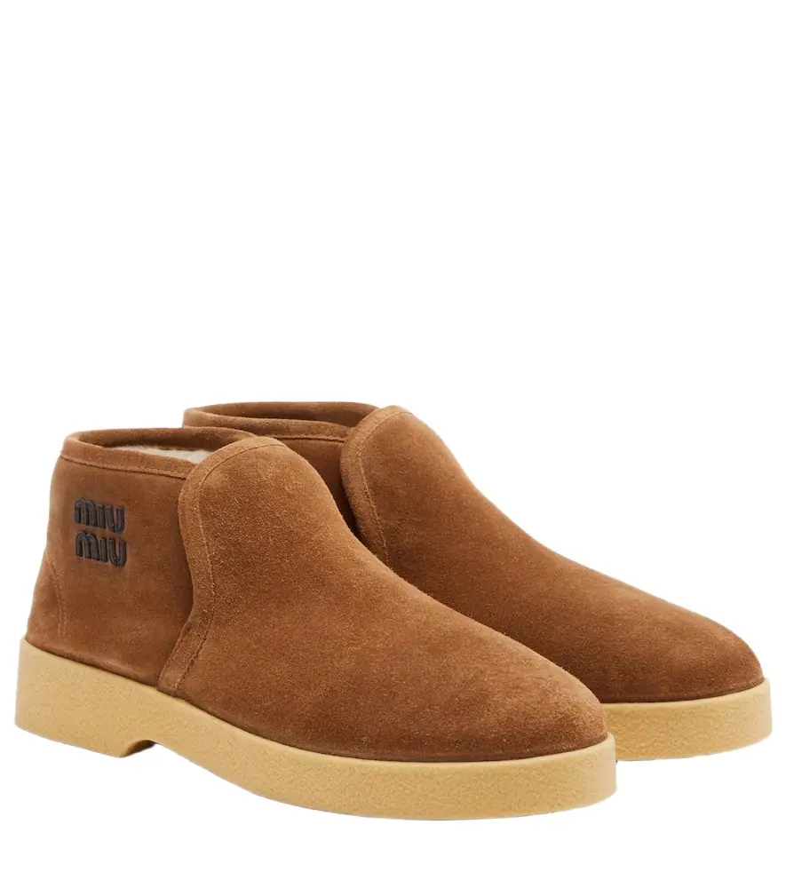 Miu Miu Shearling-lined suede boots