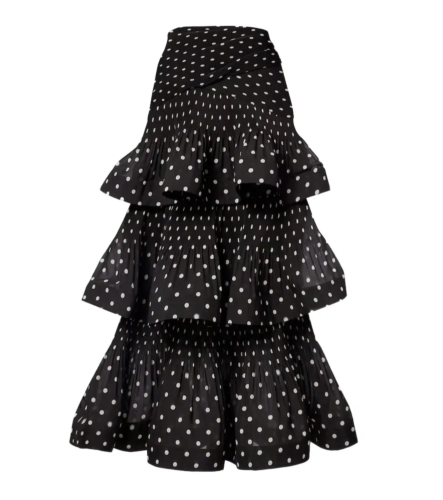 Zimmermann Polka-dot tiered midi skirt