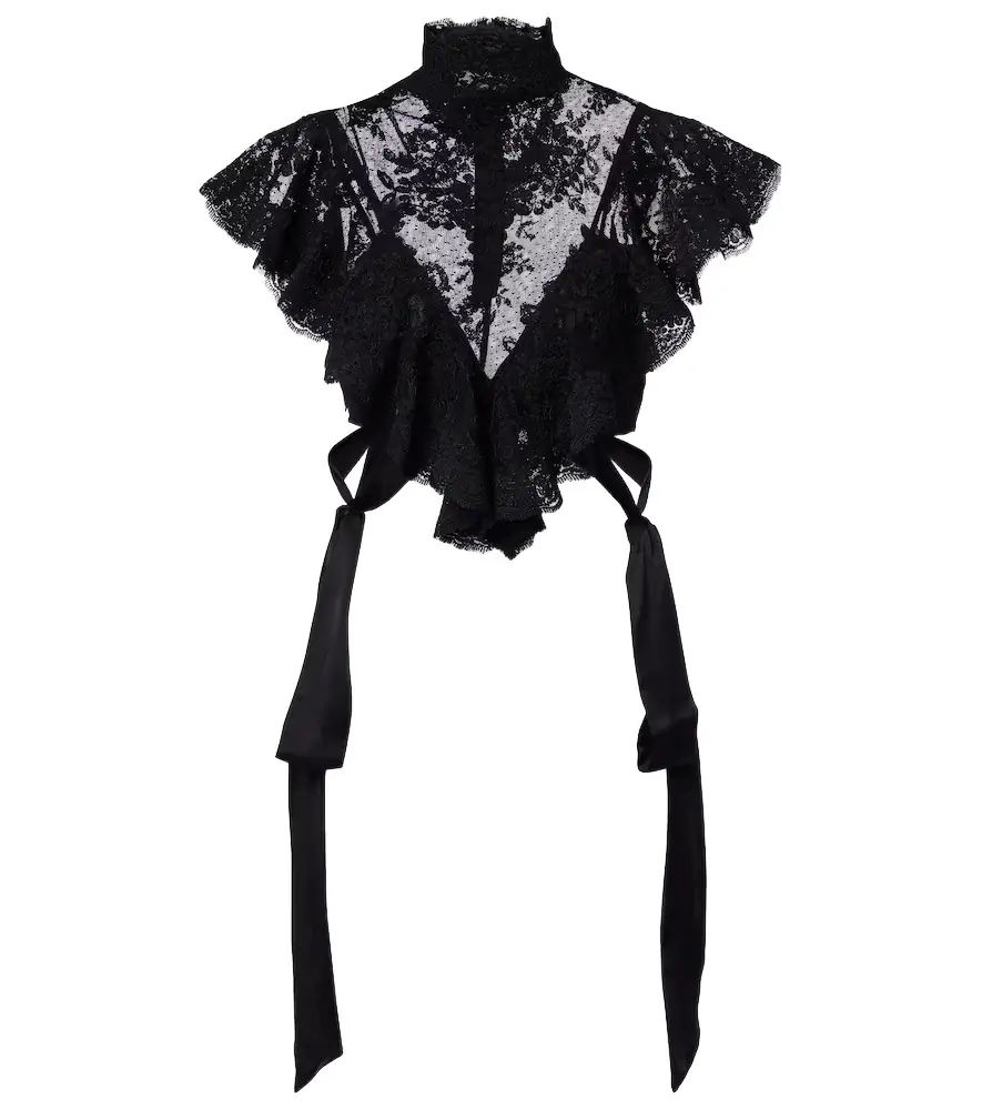 Zimmermann Luna ruffled lace crop top