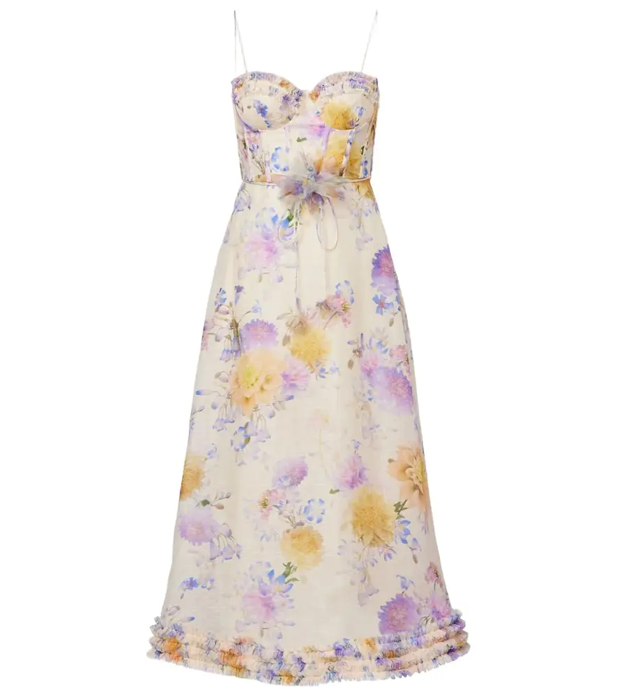 Zimmermann Luna floral linen and silk midi dress