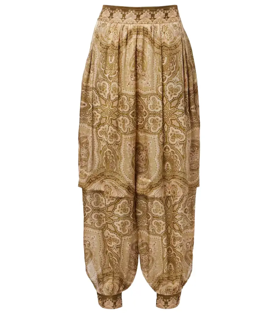 Zimmermann Luna paisley silk satin balloon pants