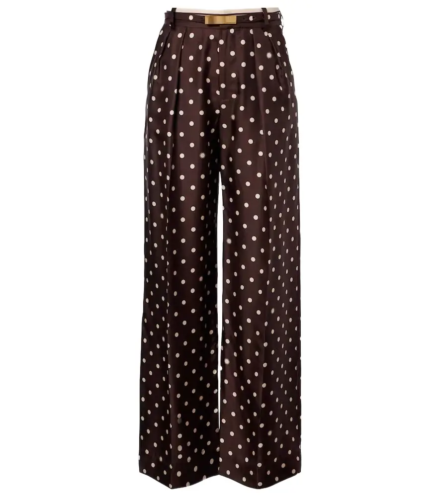 Zimmermann Polka-dot silk satin wide-leg pants