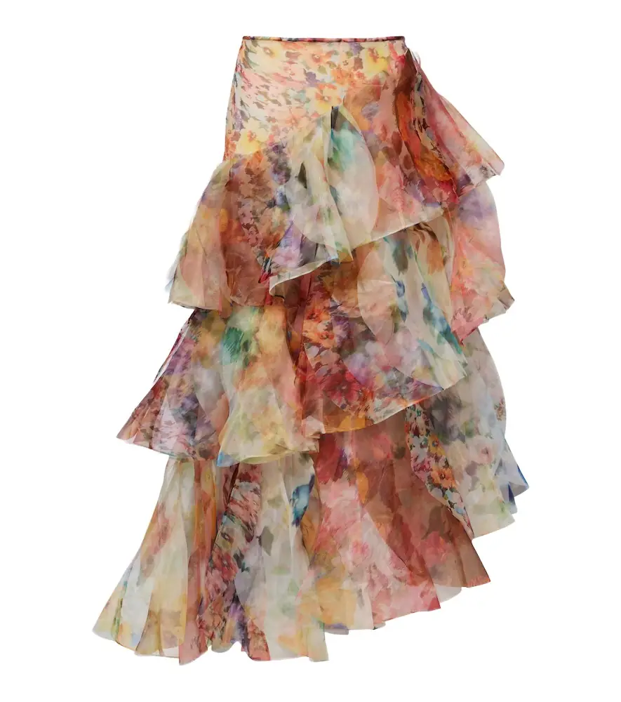 Zimmermann Luna floral ruffled maxi skirt