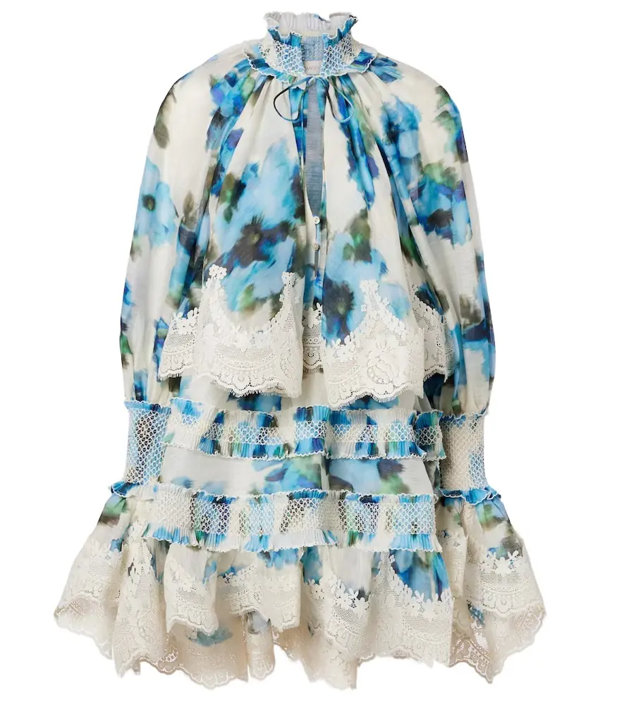 Zimmermann Floral lace-trimmed minidress