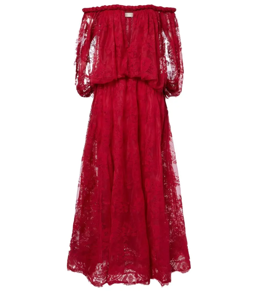 Zimmermann Luna off-shoulder floral lace gown