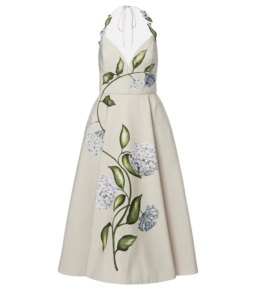Oscar de la Renta Floral faille cocktail dress