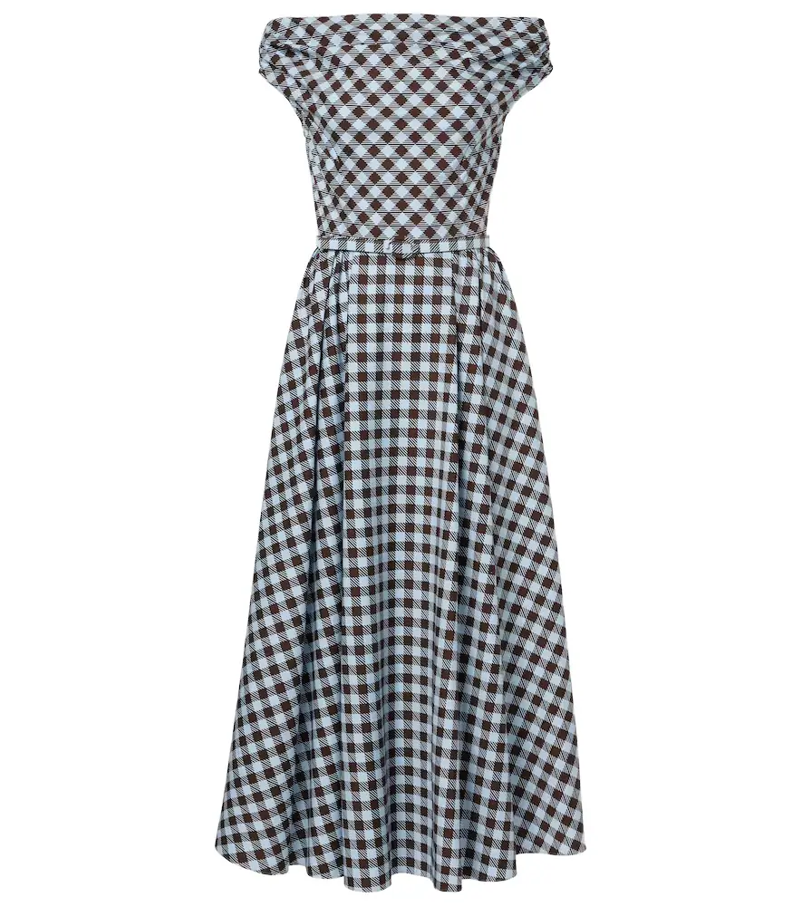 Oscar de la Renta Gingham cotton-blend midi dress